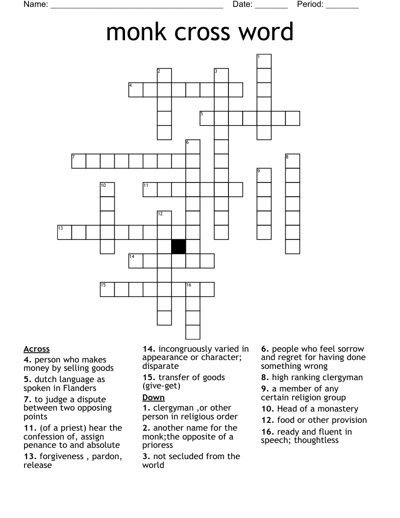 monk cross word