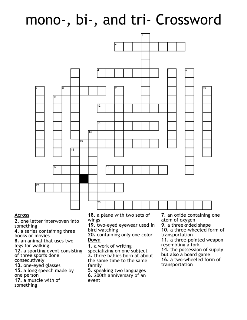 mono-, bi-, and tri- Crossword