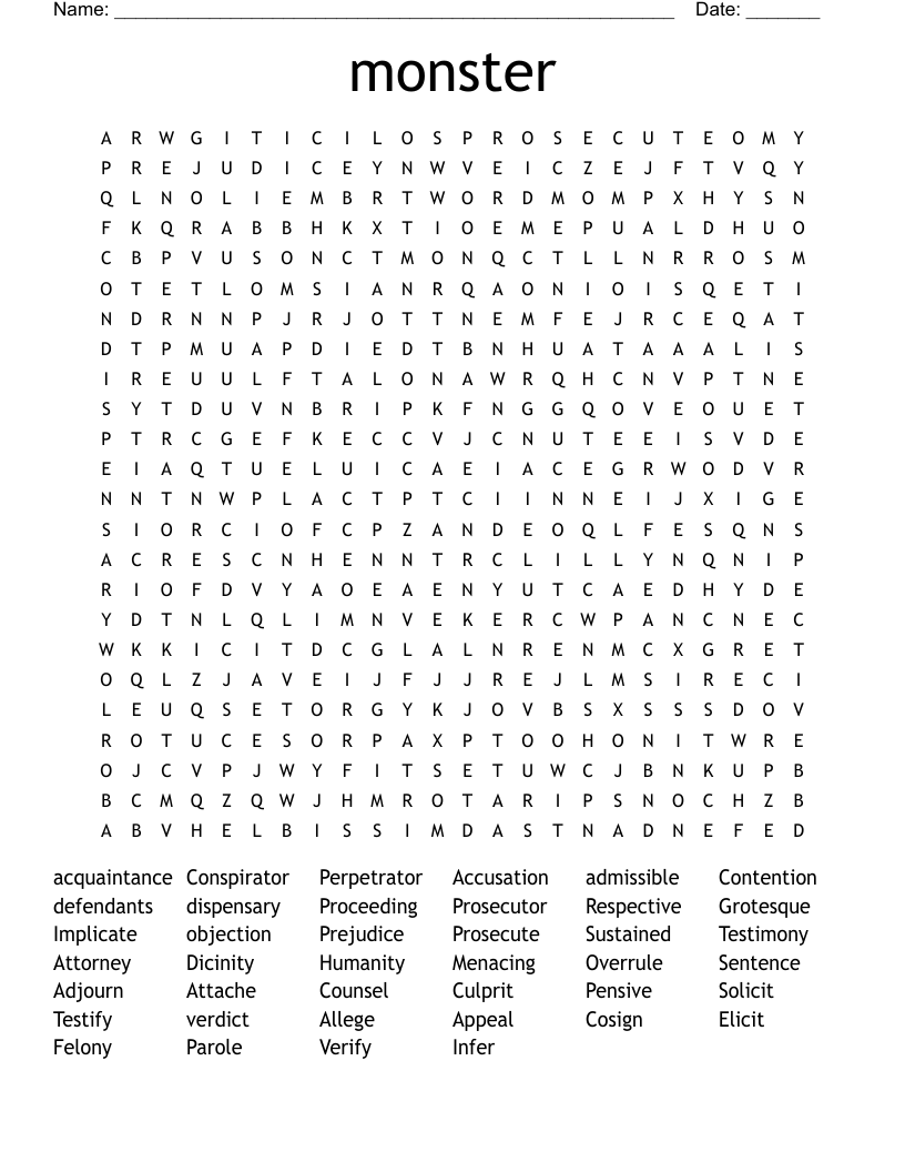 monster Word Search