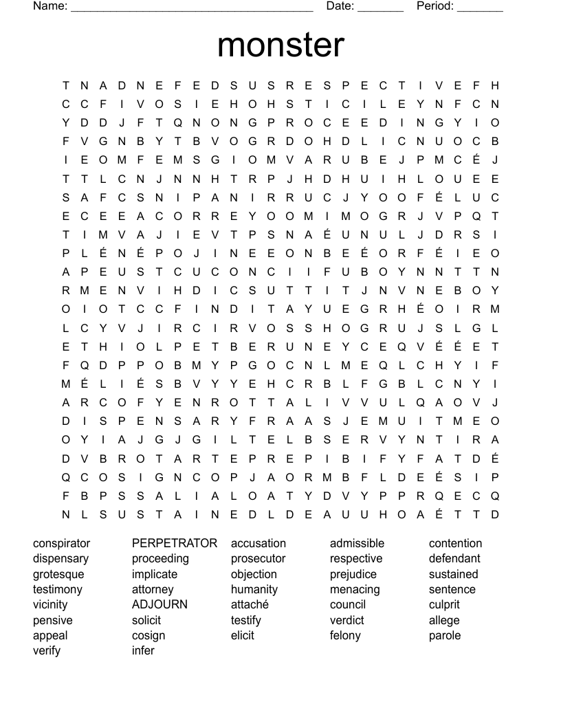 monster Word Search
