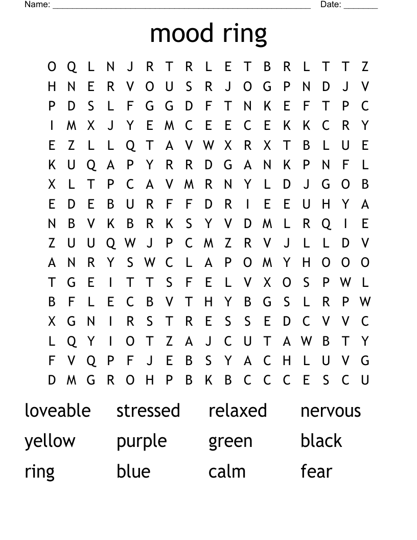 mood ring Word Search