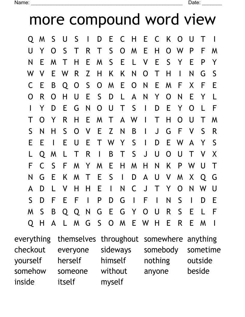 more compound word view Word Search