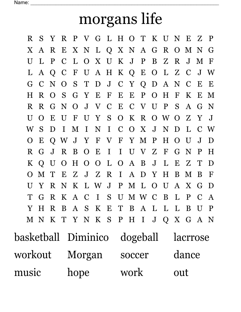 morgans life Word Search