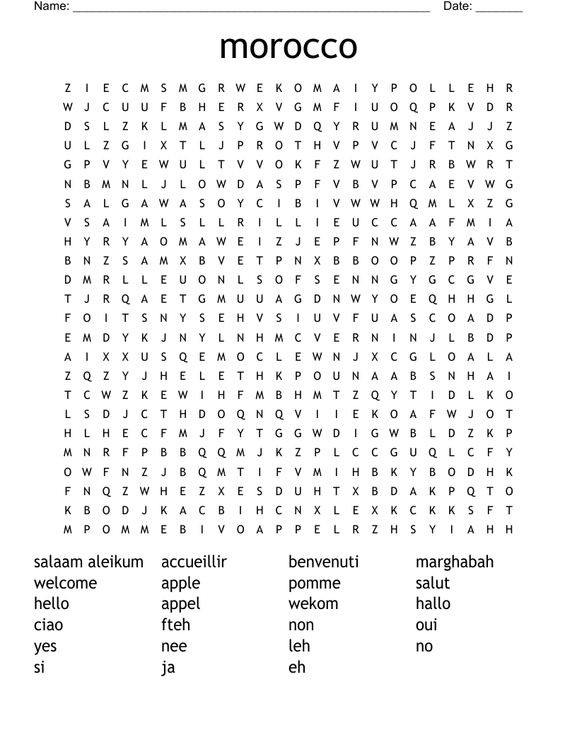 morocco Word Search