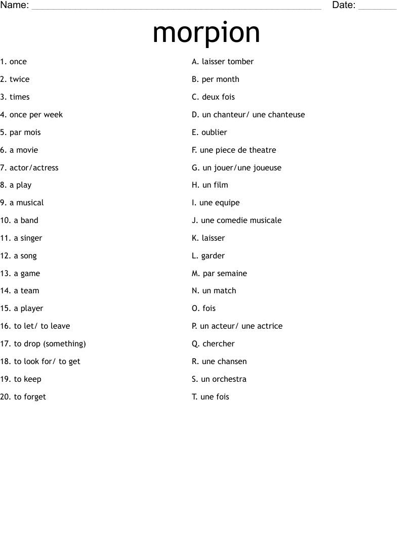 morpion Worksheet