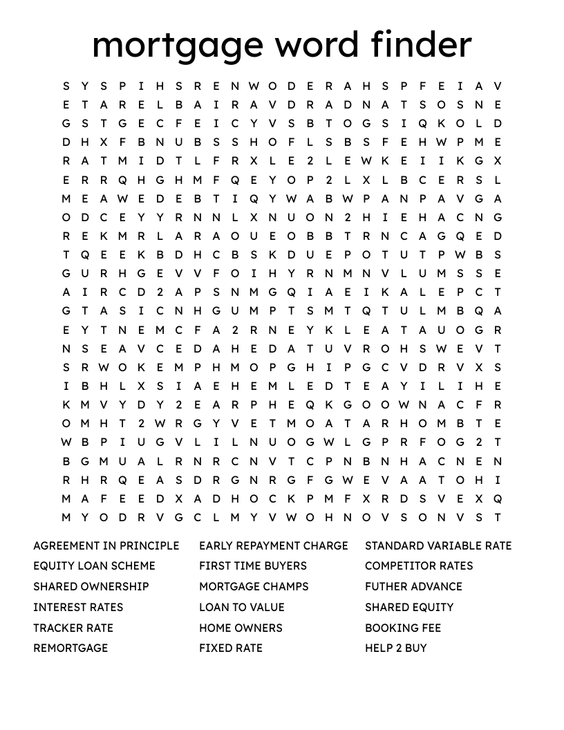 mortgage word finder Word Search
