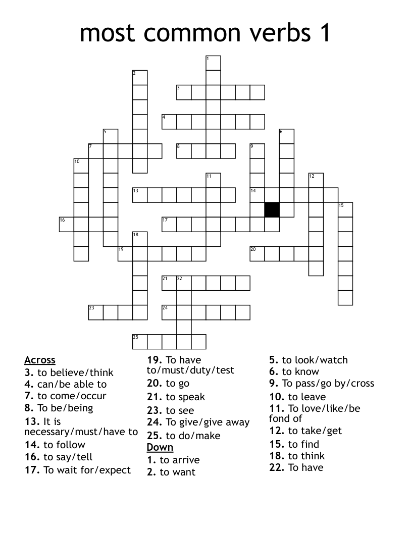 most common verbs 1 Crossword