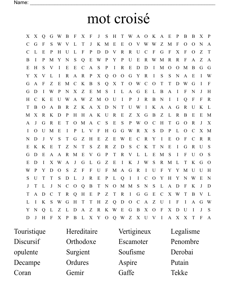 mot croisé Word Search