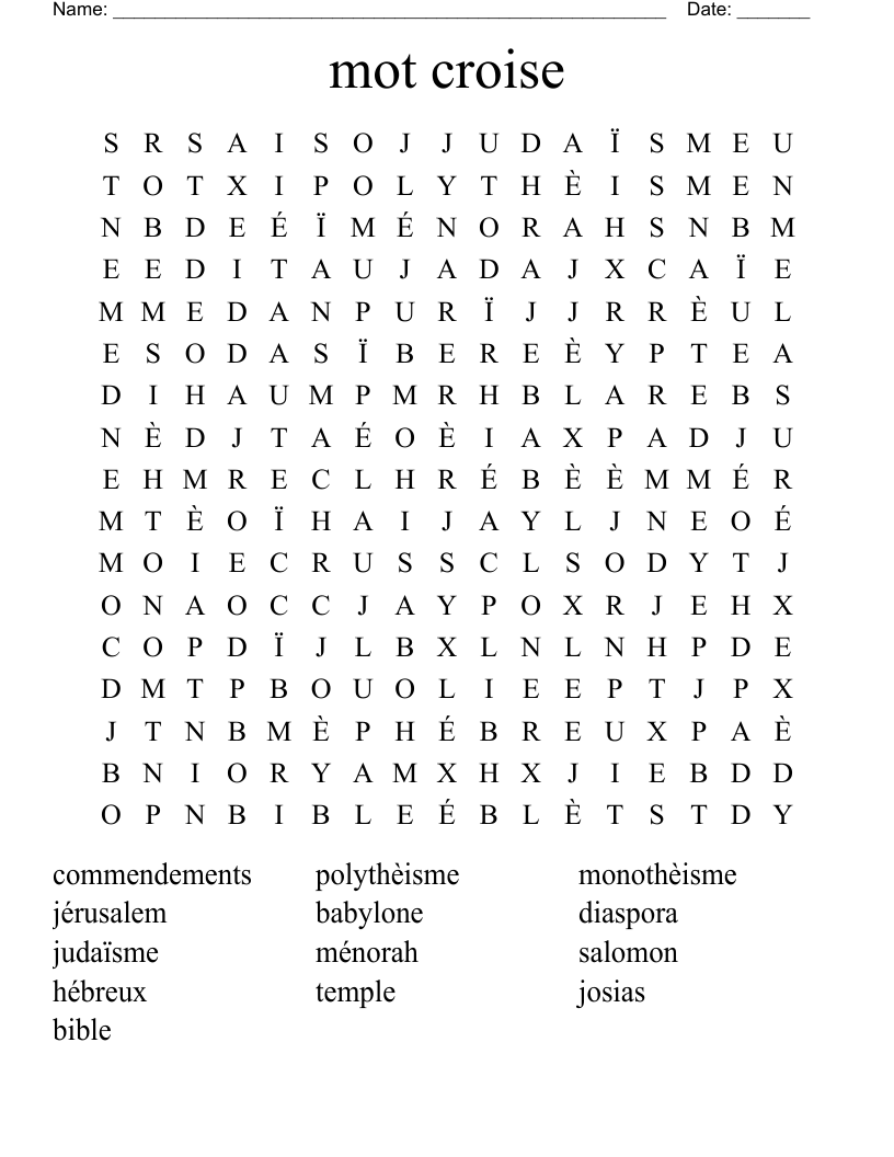 mot croise  Word Search