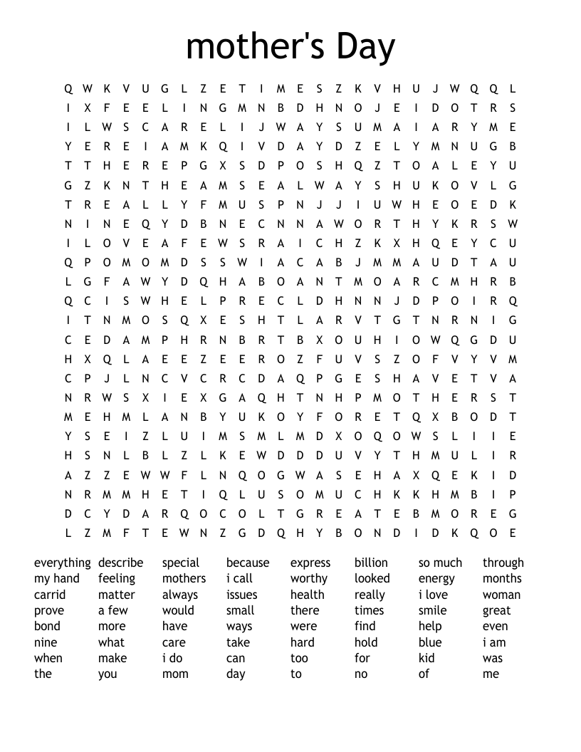 mother's Day Word Search