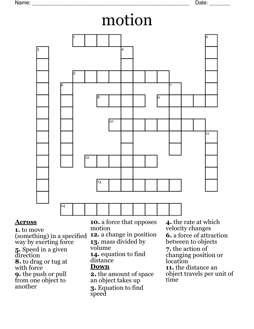 motion Crossword
