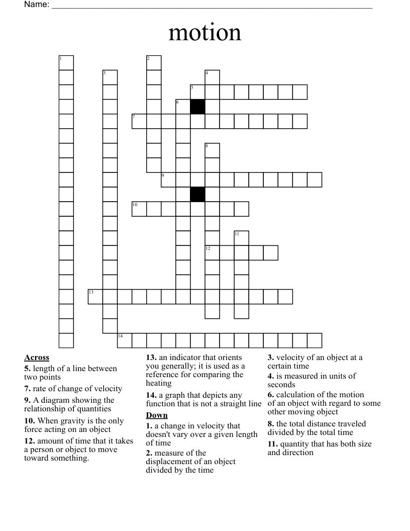 motion Crossword