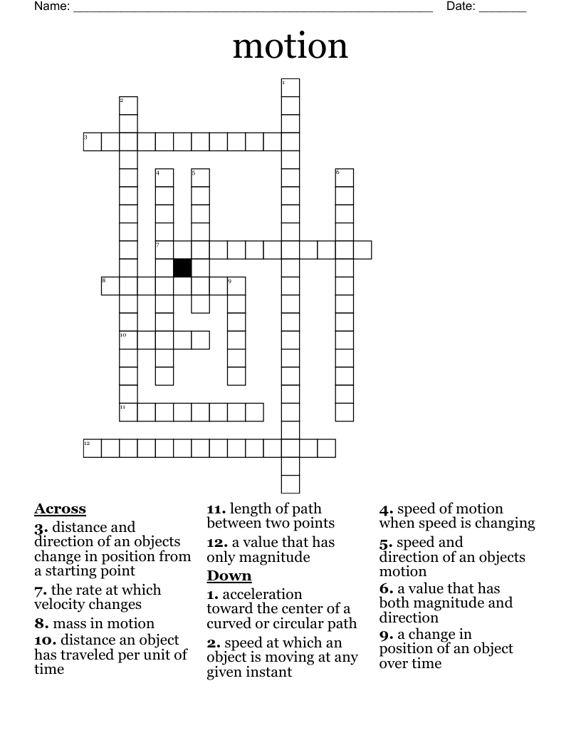 motion Crossword
