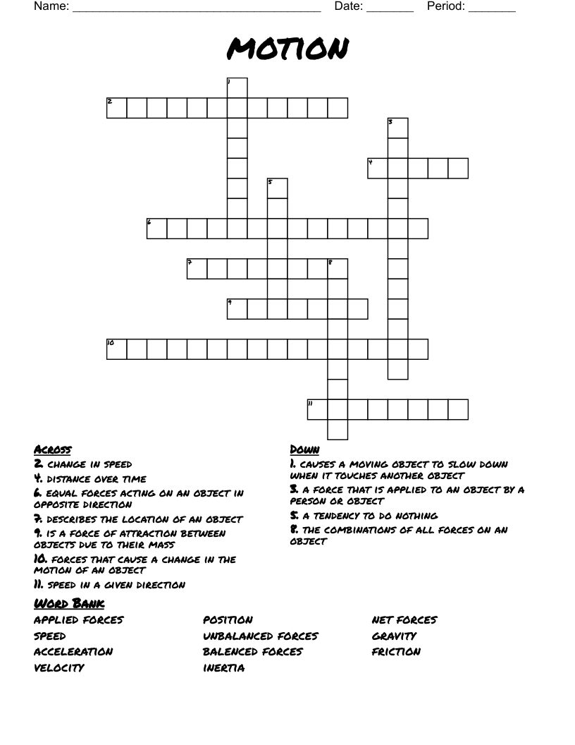 motion  Crossword
