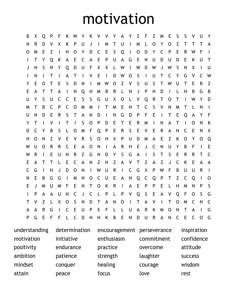 motivation Word Search