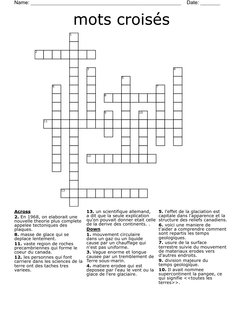 mots croisés Crossword