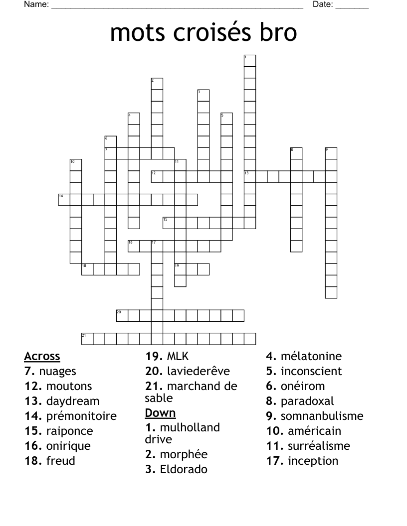 mots croisés bro Crossword
