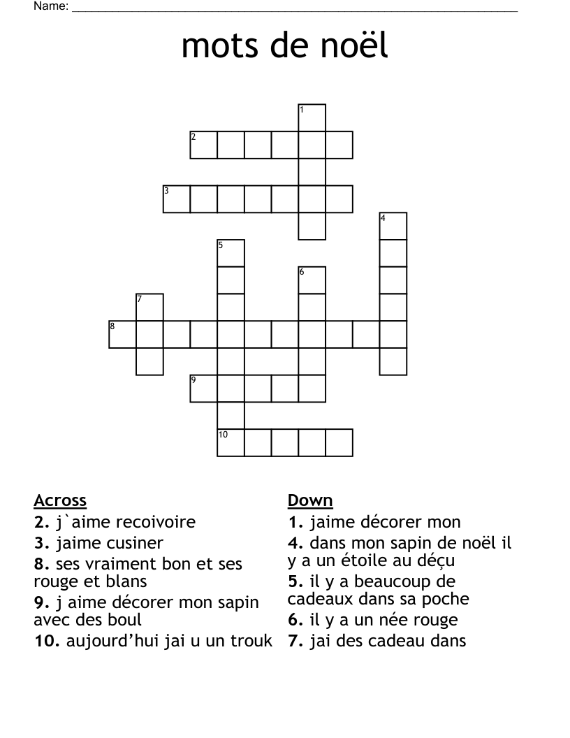 mots de noël Crossword