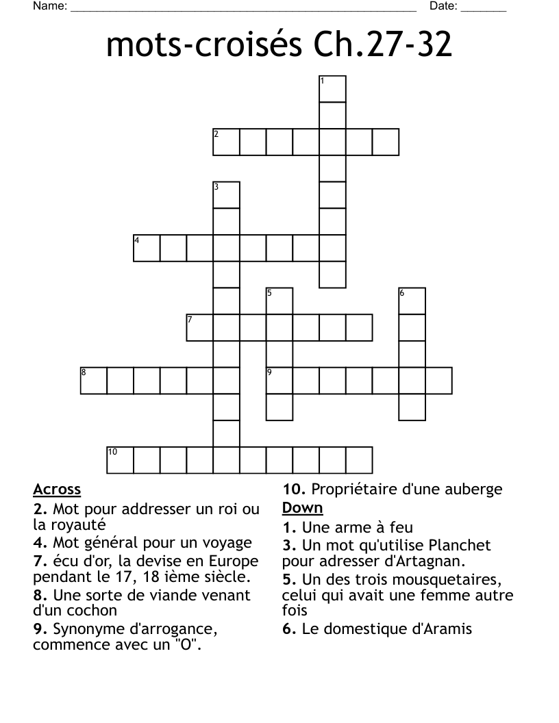 mots-croisés Ch.27-32 Crossword