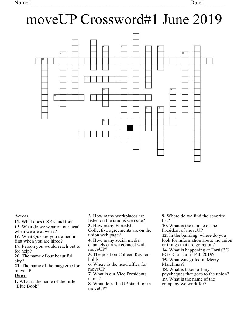moveUP Crossword#1 June 2019