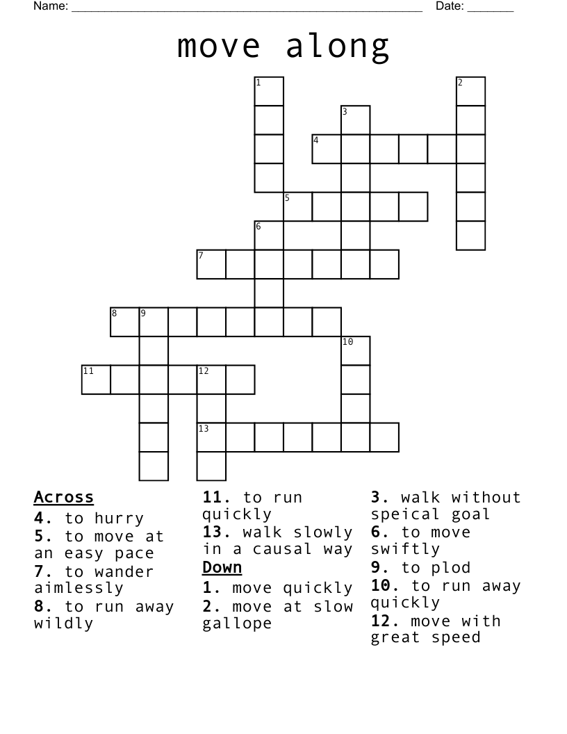move along Crossword