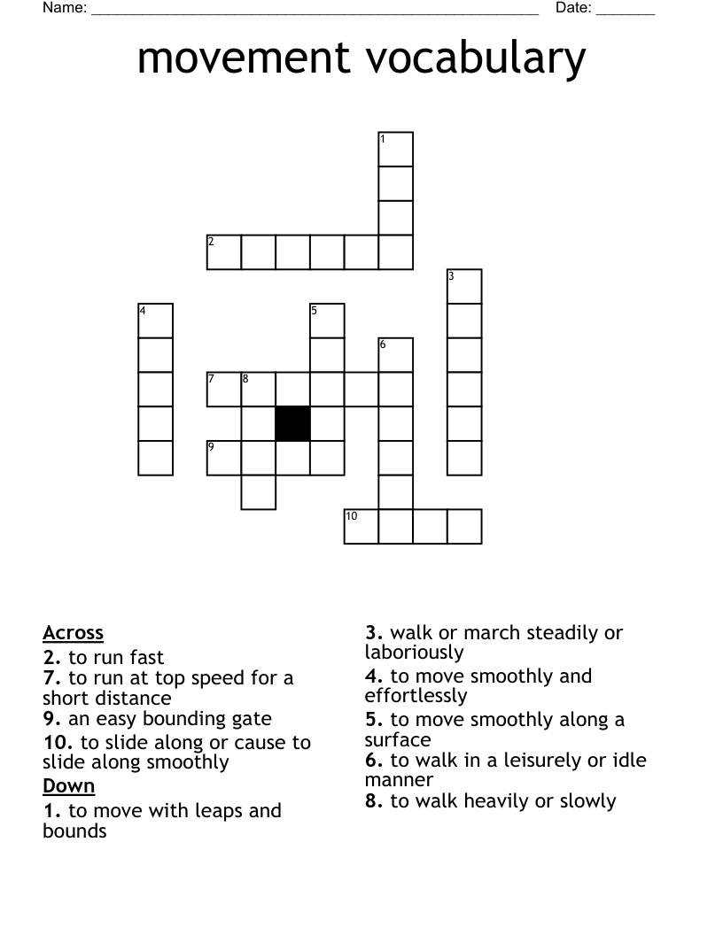 movement vocabulary Crossword