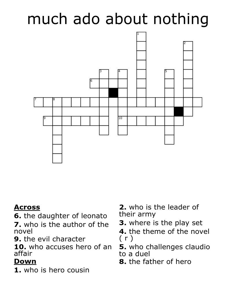 much ado about nothing  Crossword