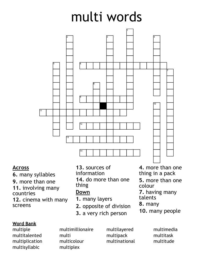 multi words Crossword