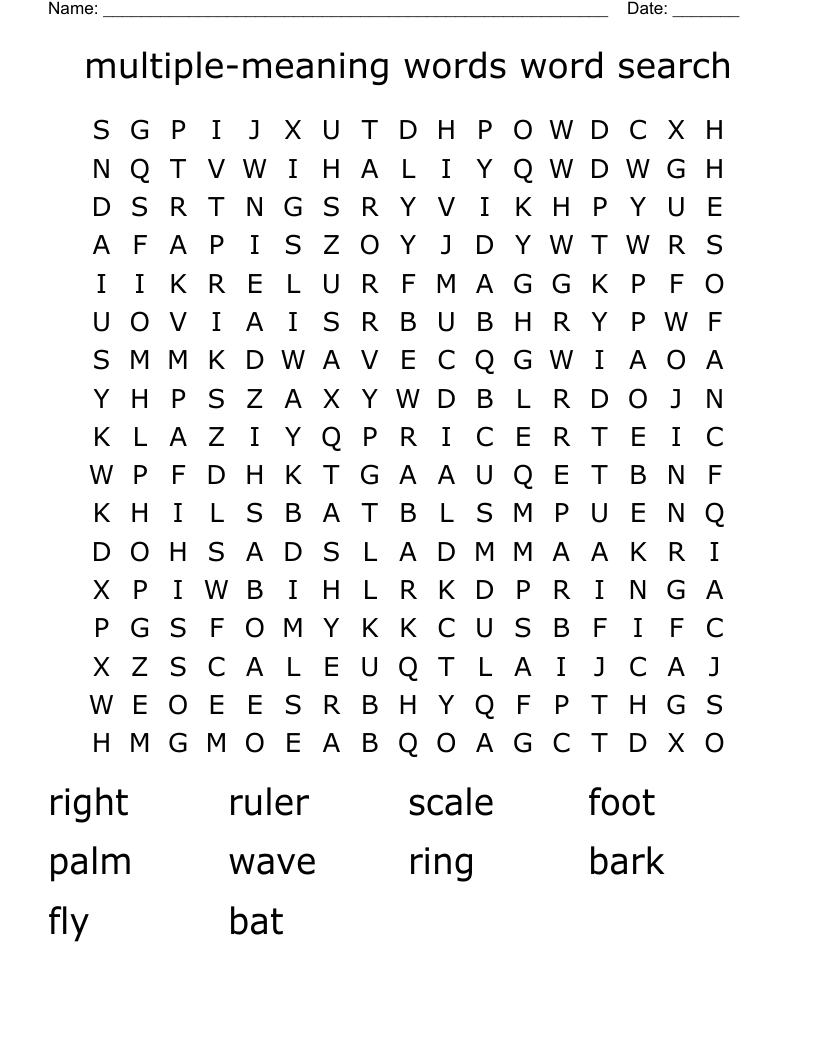 multiple-meaning words word search