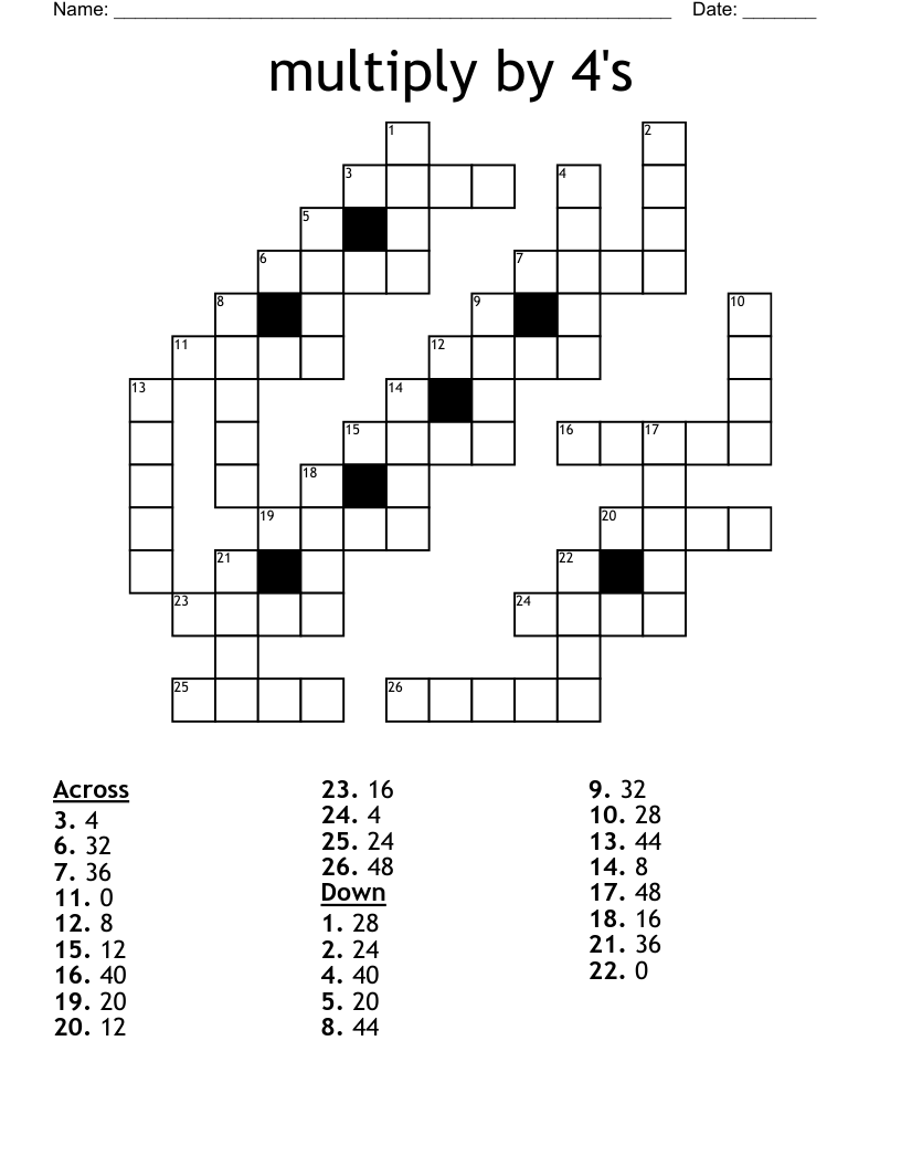 multiply by 4's  Crossword
