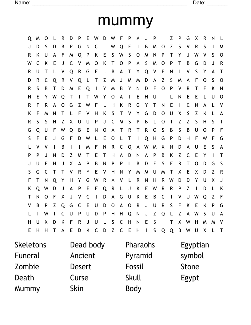 mummy Word Search