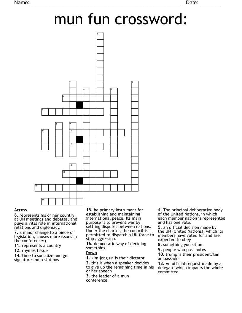 mun fun crossword: