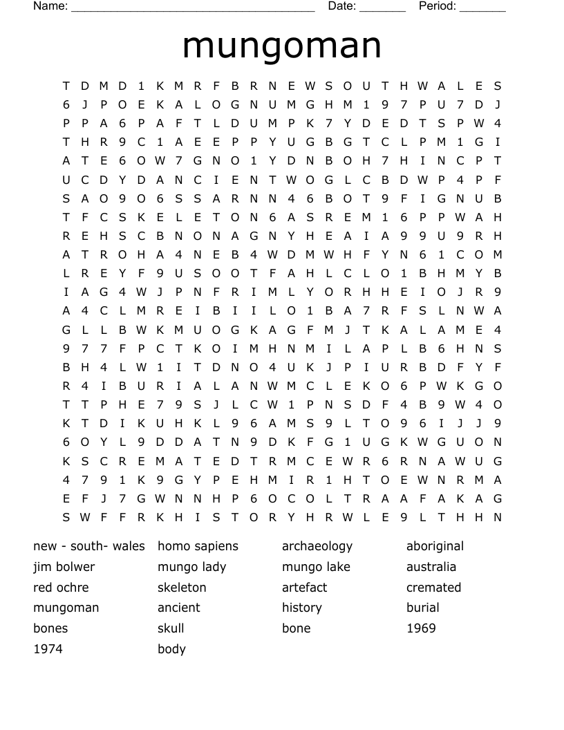 mungoman Word Search