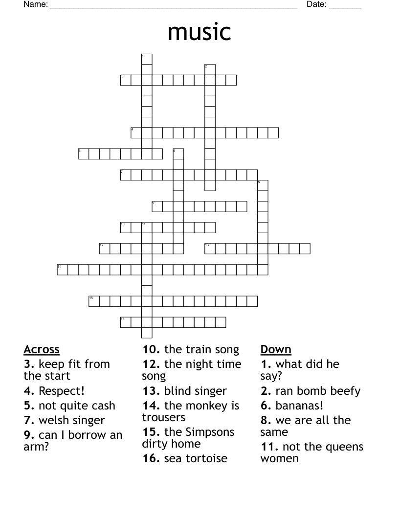 music Crossword