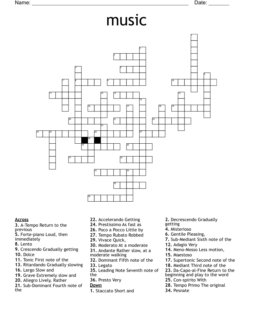 music Crossword