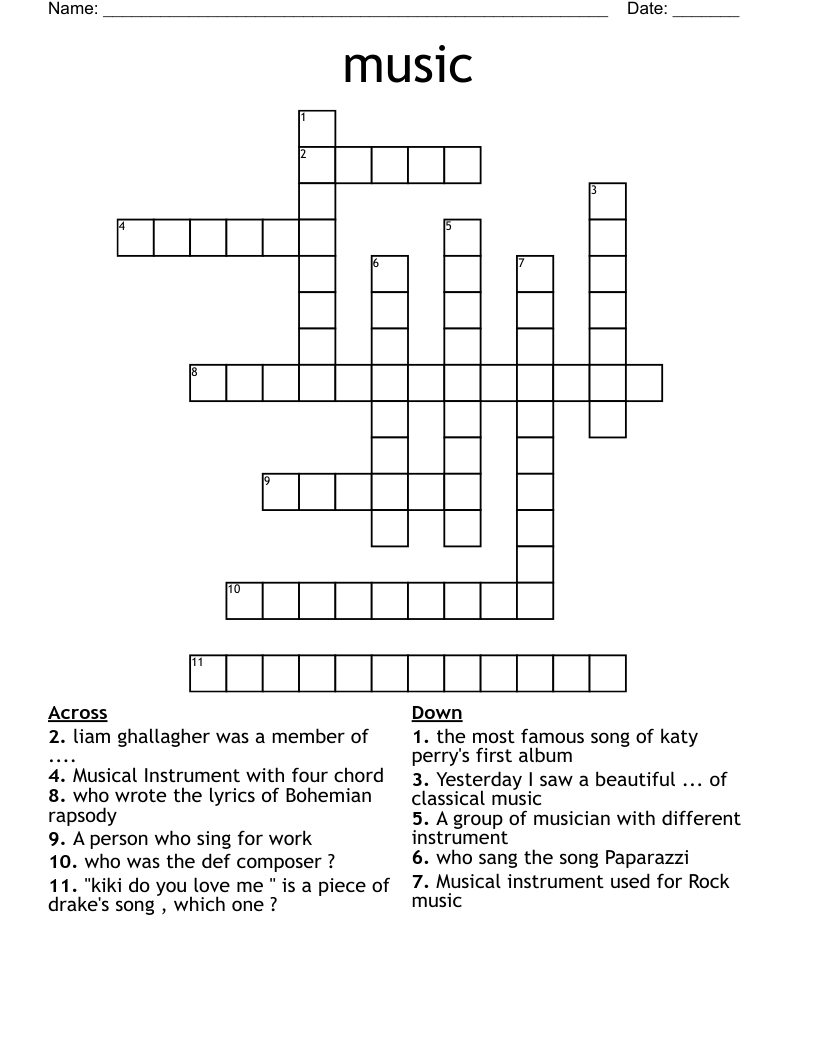 music Crossword