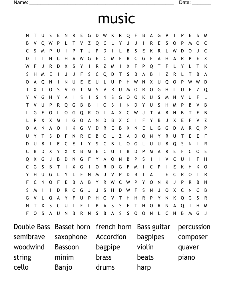 music Word Search