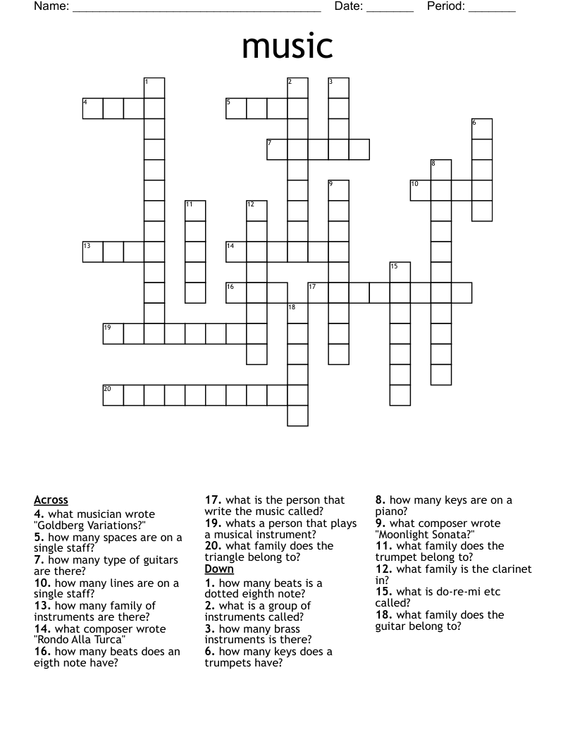 music Crossword
