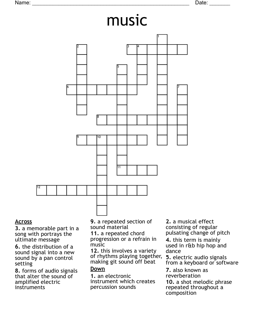 music Crossword