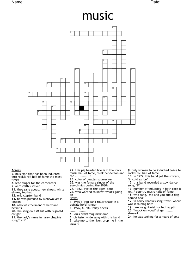 music Crossword