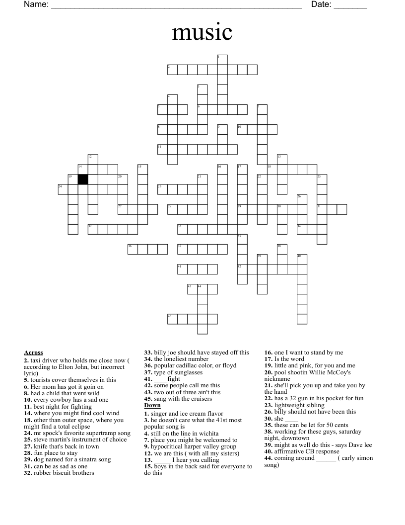 music Crossword
