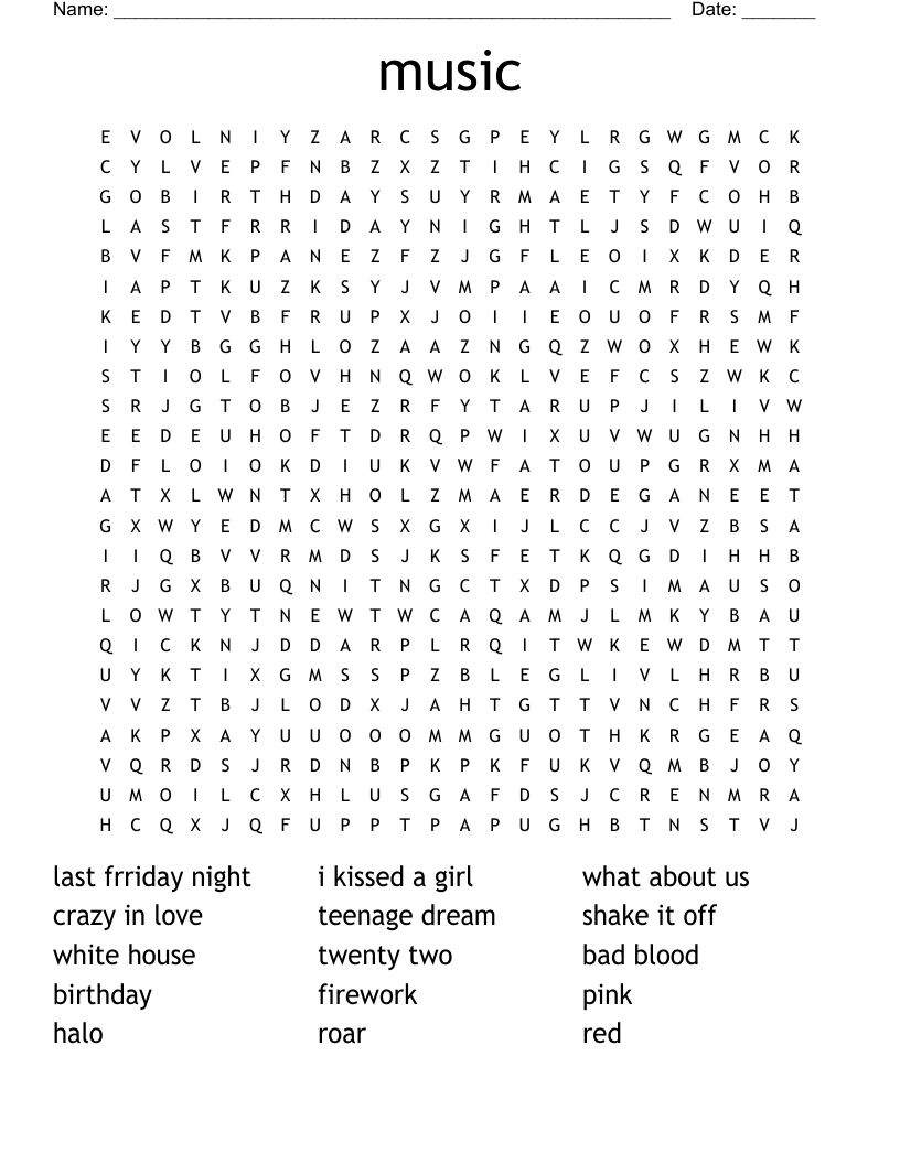 music Word Search