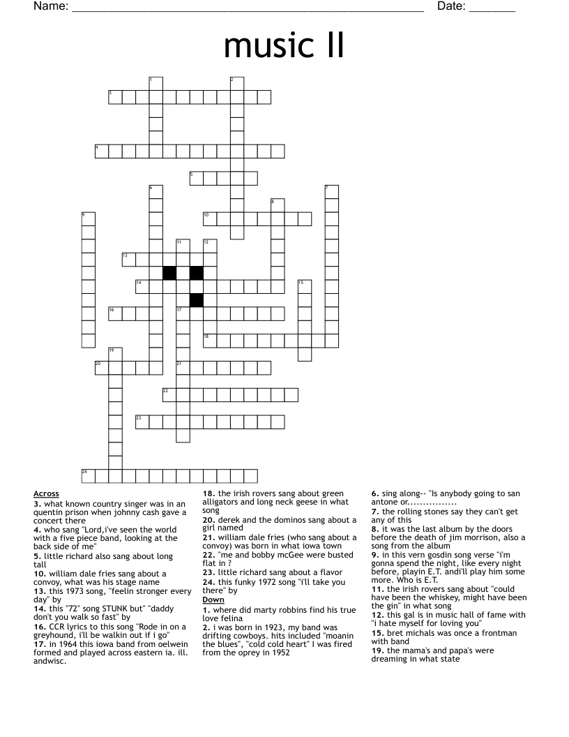music II Crossword