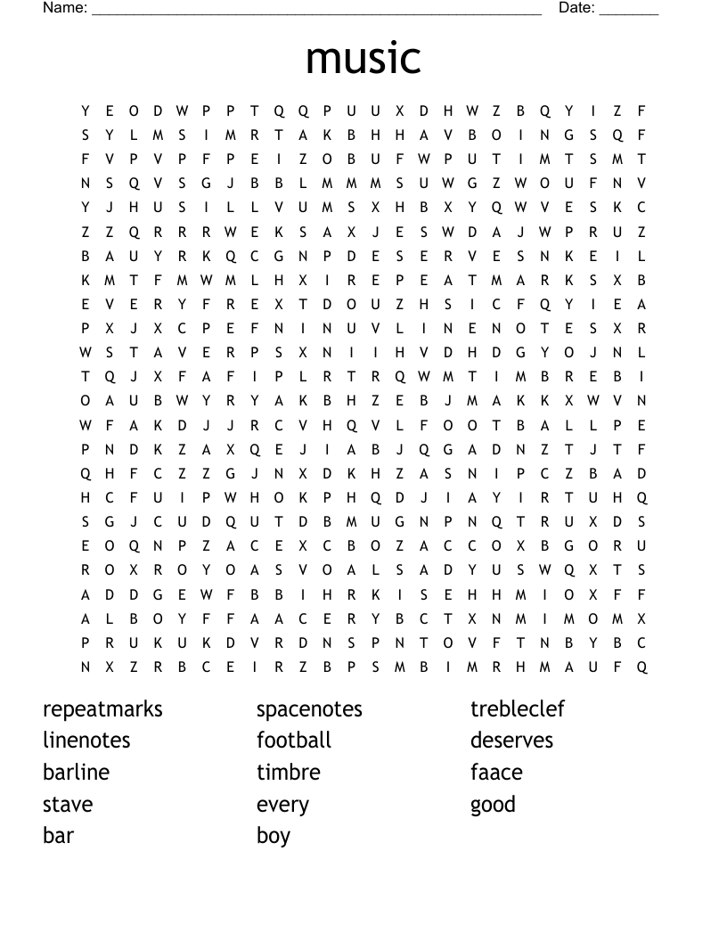 music  Word Search