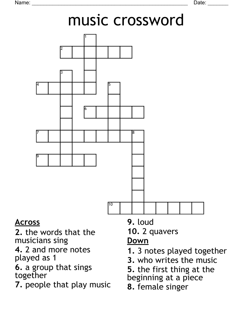 music crossword 
