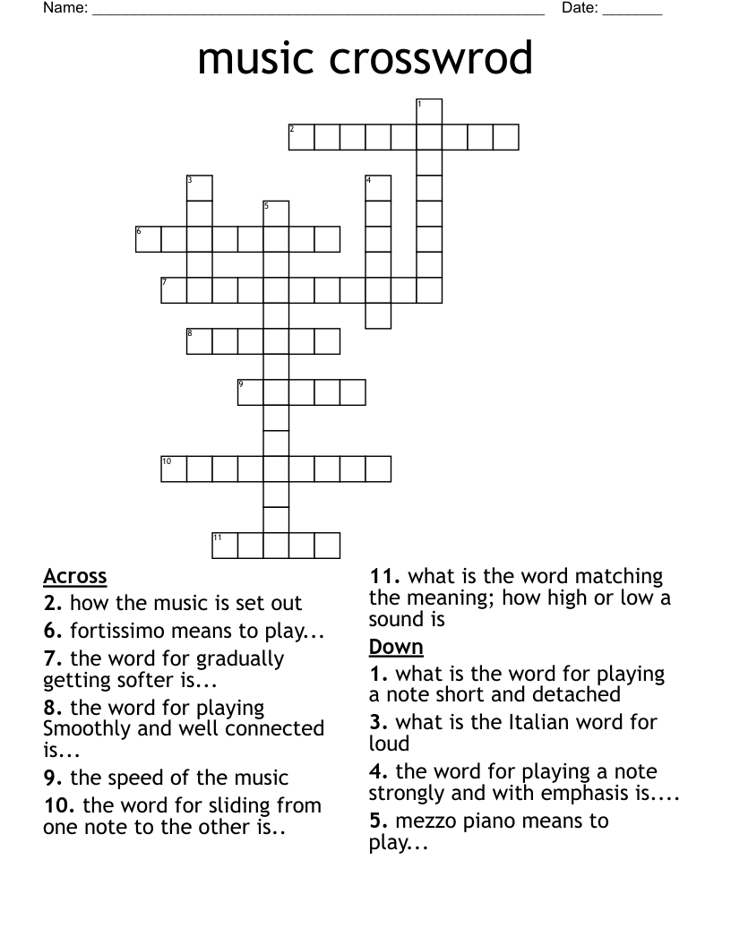 music crosswrod  Crossword