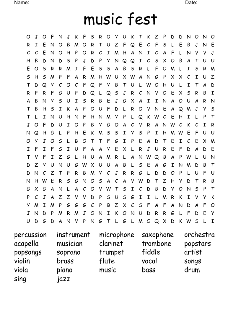 music fest Word Search