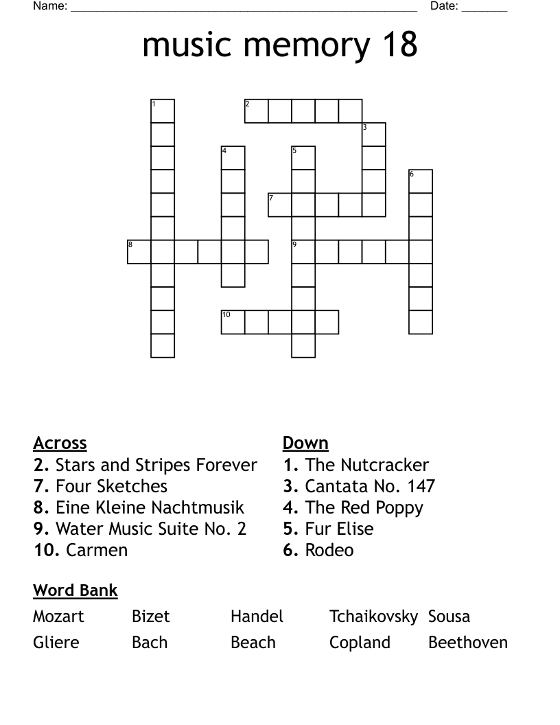 music memory 18 Crossword