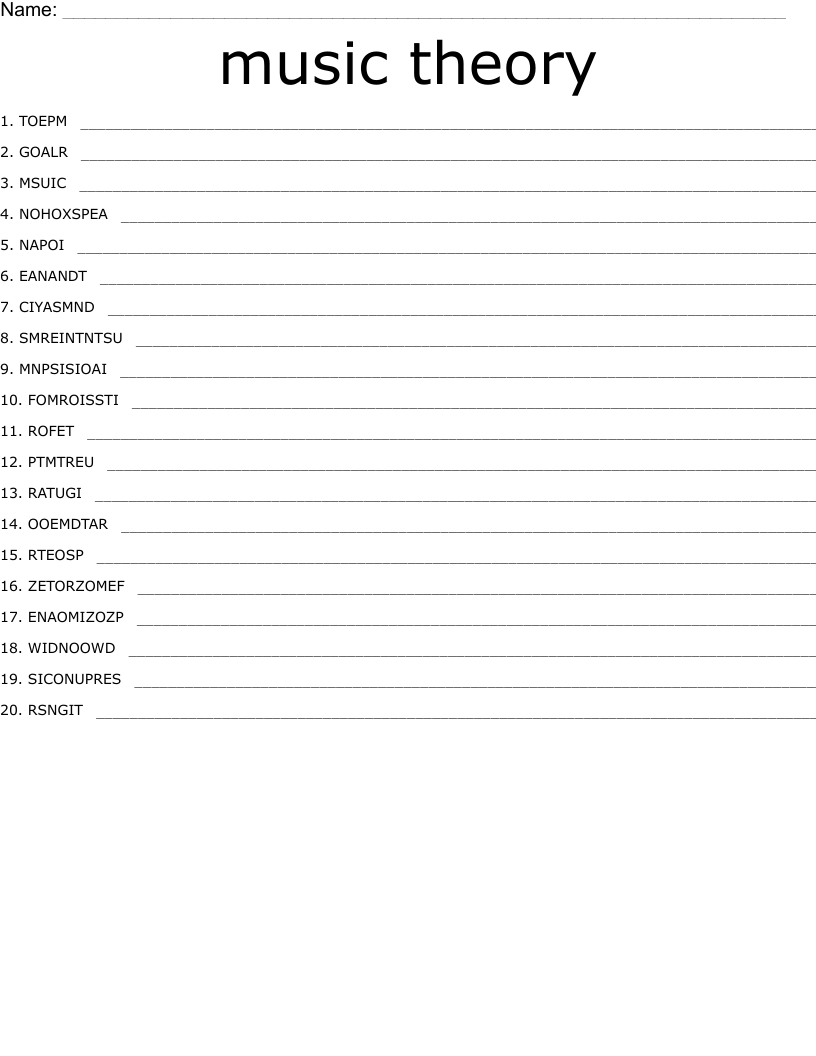 music theory Word Scramble