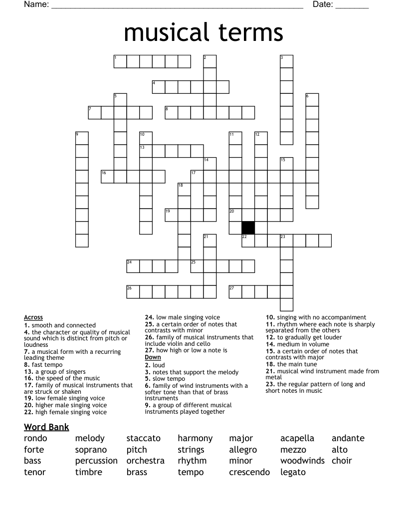 musical terms Crossword
